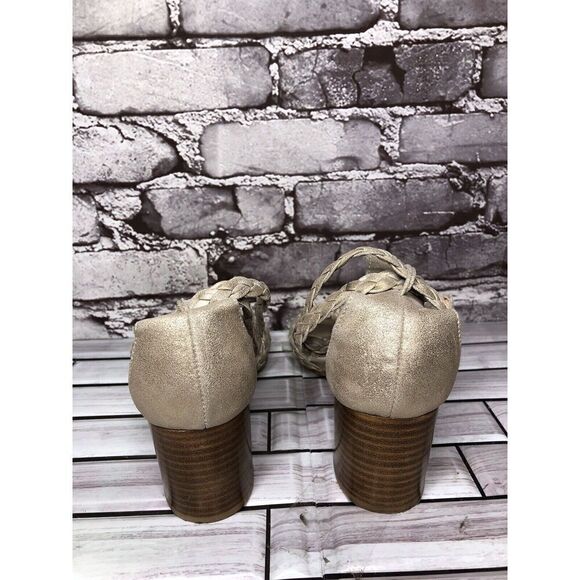 Silent D Raxiera Gold Braided Leather Block Heel Sandals Women’s Sz 38EU/7.5M US - Picture 6 of 16